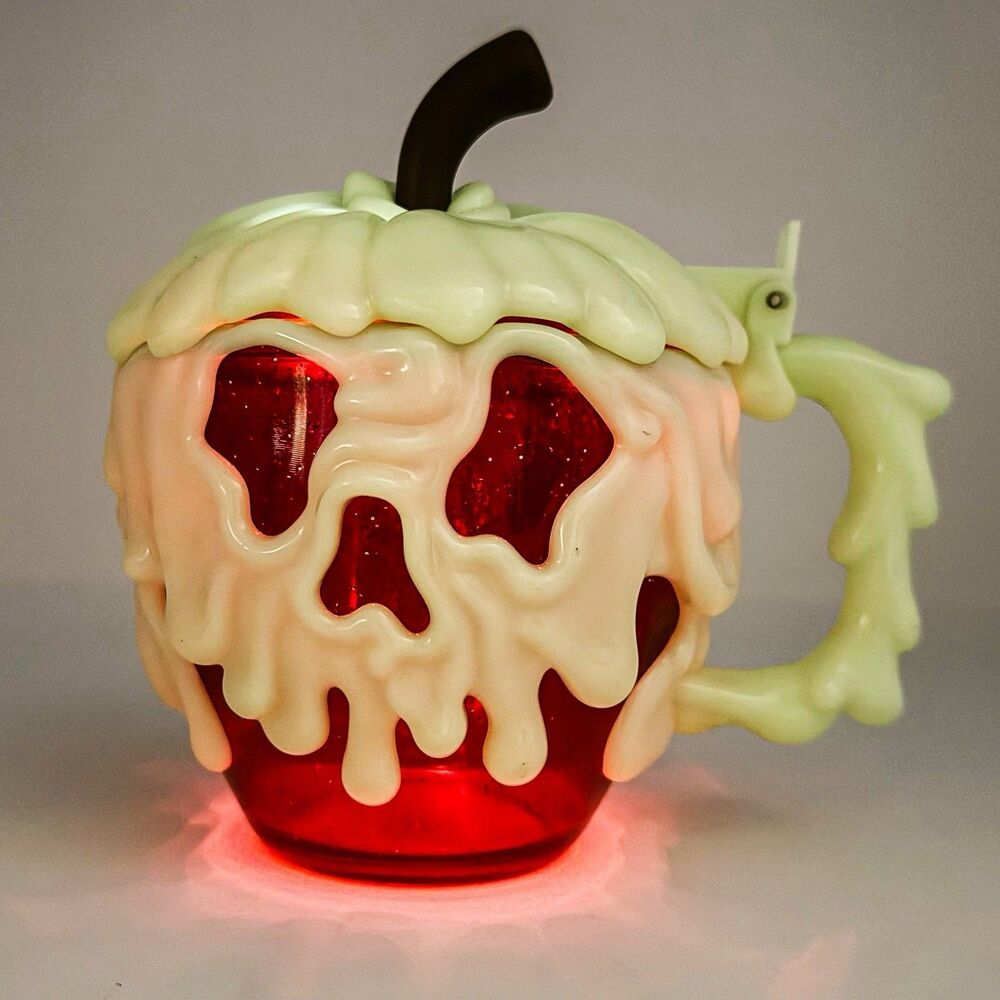 Disney Parks Poison Apple Stein Mug Glow In Dark Halloween Snow White Red